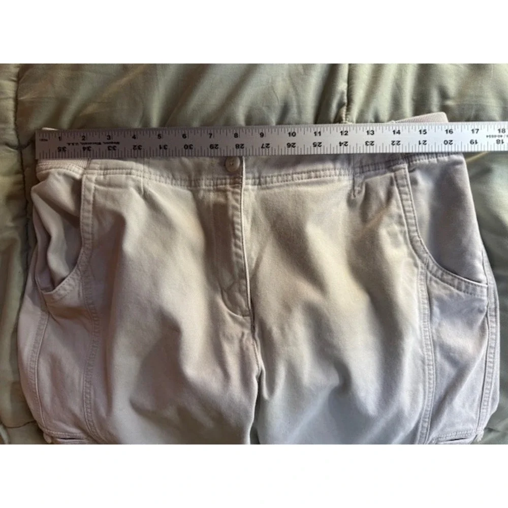 LL Bean Cargo Pants Womens 14 PET Khaki Classic Fit Elastic Waist 282466 Utility